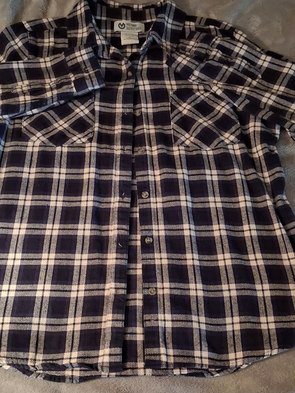 Mens Victory Outfitters Navy Plaid Button-Down Shirt for Men